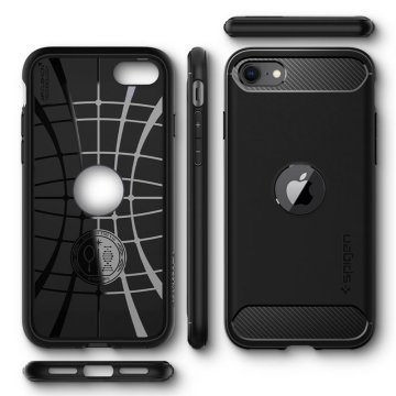 Spigen Rugged Armor - ochranný kryt pro iPhone SE (2022/2020), černý