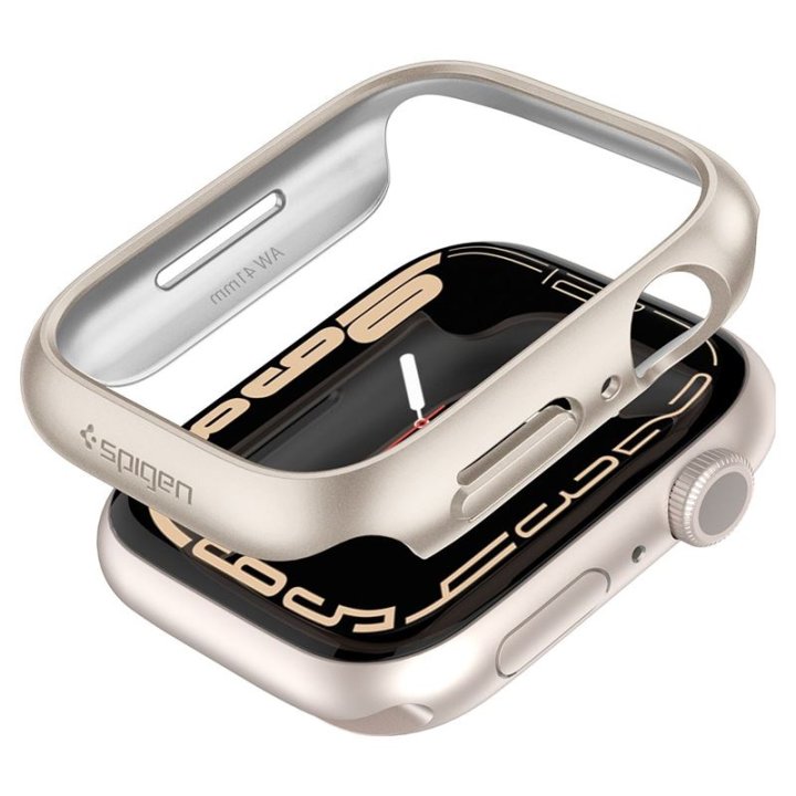 Spigen Thin Fit - ochranný kryt pro Apple Watch 9/8/7 41mm, stříbrný