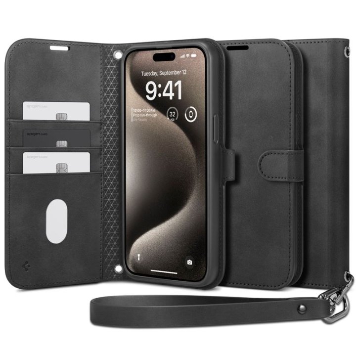 Spigen Wallet S Pro - ochranný kryt pro iPhone 15 Pro, černý