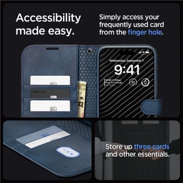 Spigen Wallet S Pro - ochranný kryt pro iPhone 15 Pro, modrý